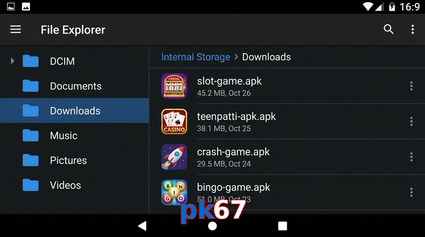 Main screen of Pk67 gameapk page for PK players